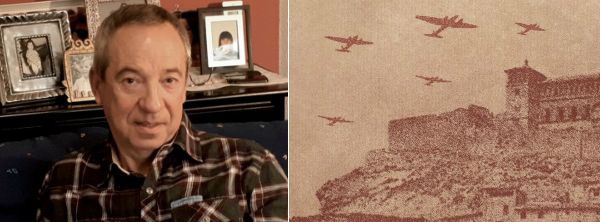 José María Maldonado y un detalle de la portada de su novela