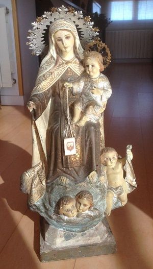 Virgen del Carmen antes de su restauración
