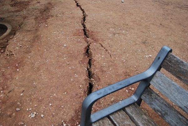 Zona precintada por profundas grietas el 11 de diciembre de 2016