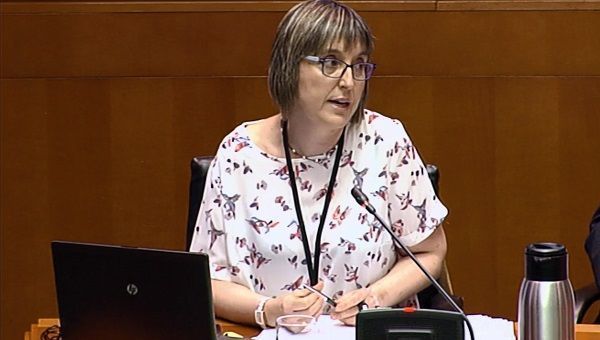 Isabel Martinez, de la Plataforma por los Servicios Públicos, en las Cortes