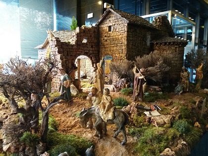 Detalle del tradicional belén de Ibercaja (Zaragoza), realizado por Joé Tomás Laguna, de La Puebla de Híjar