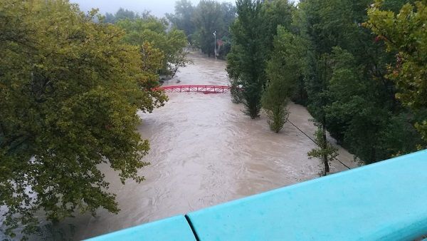 El río Guadalope, este viernes, a su paso por Alcañiz